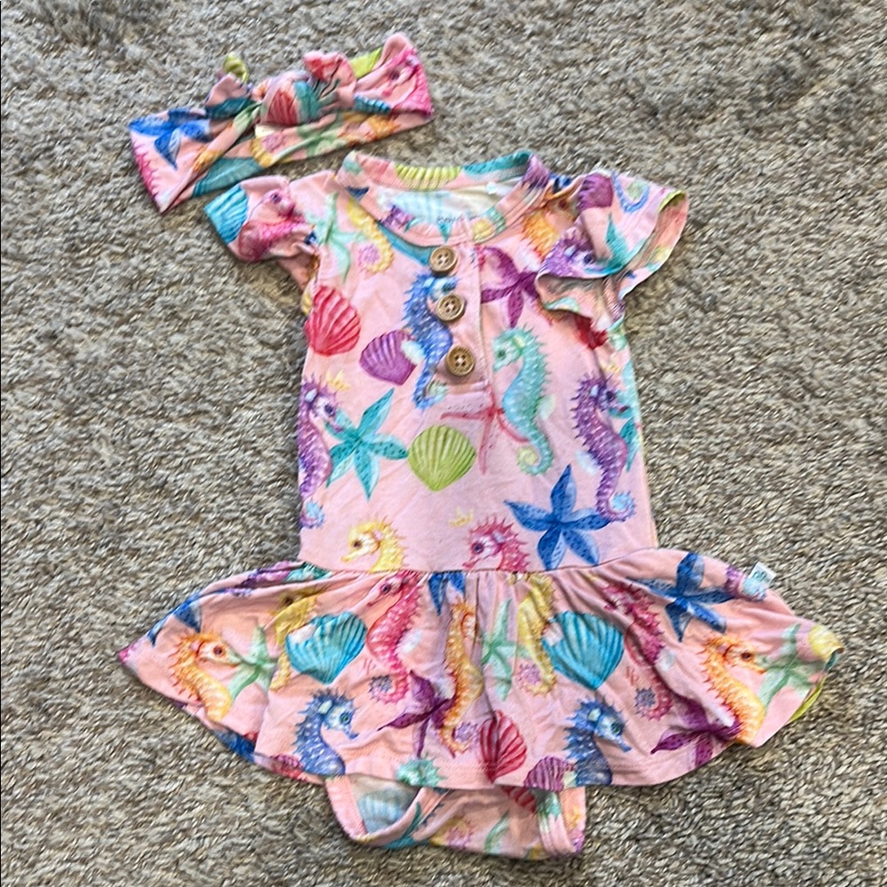 Posh Peanut 3-6mo Bodysuit Twirl & Headband